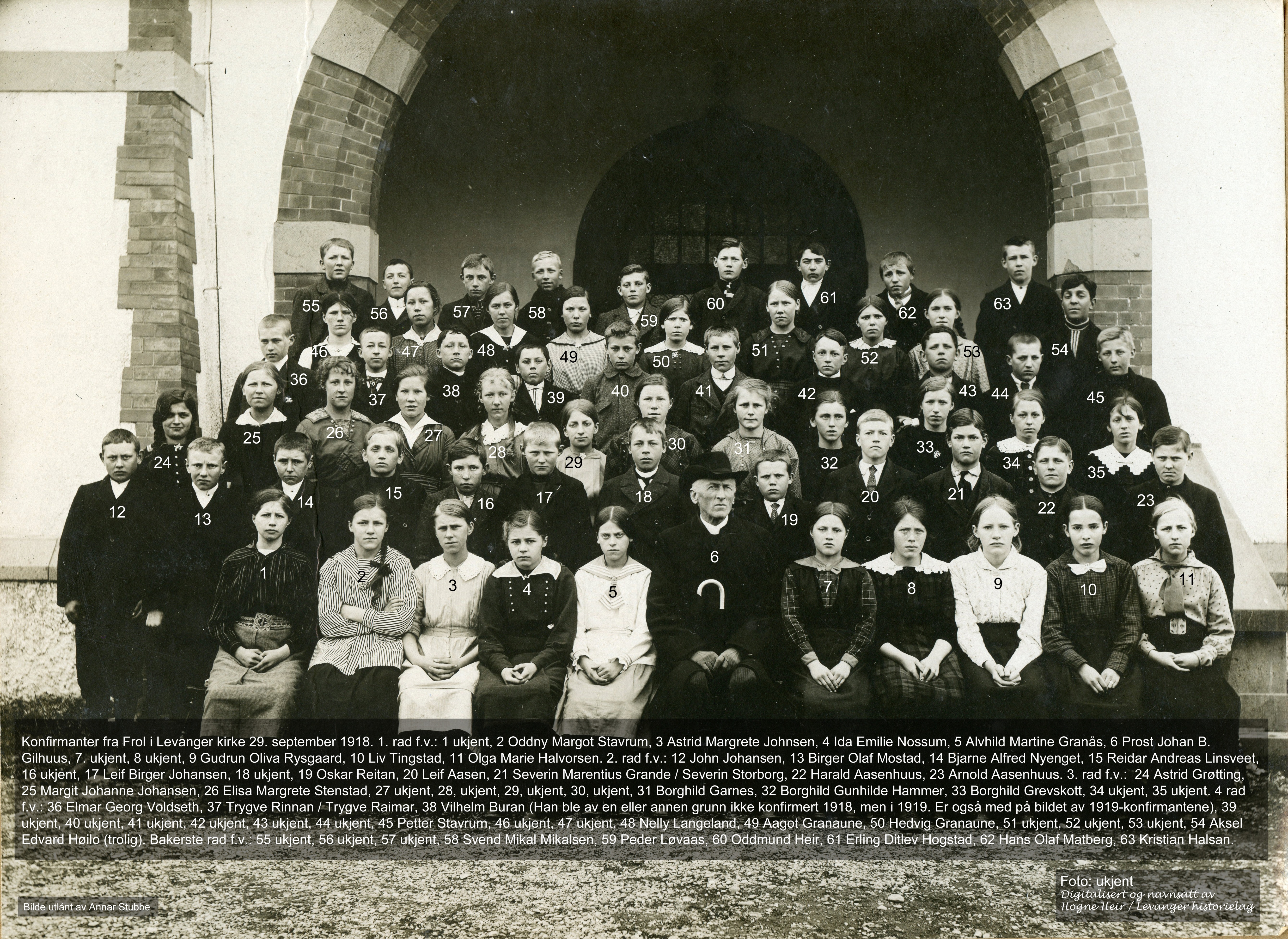 Konfirmanter fra Frol i Levanger kirke 29. september 1918