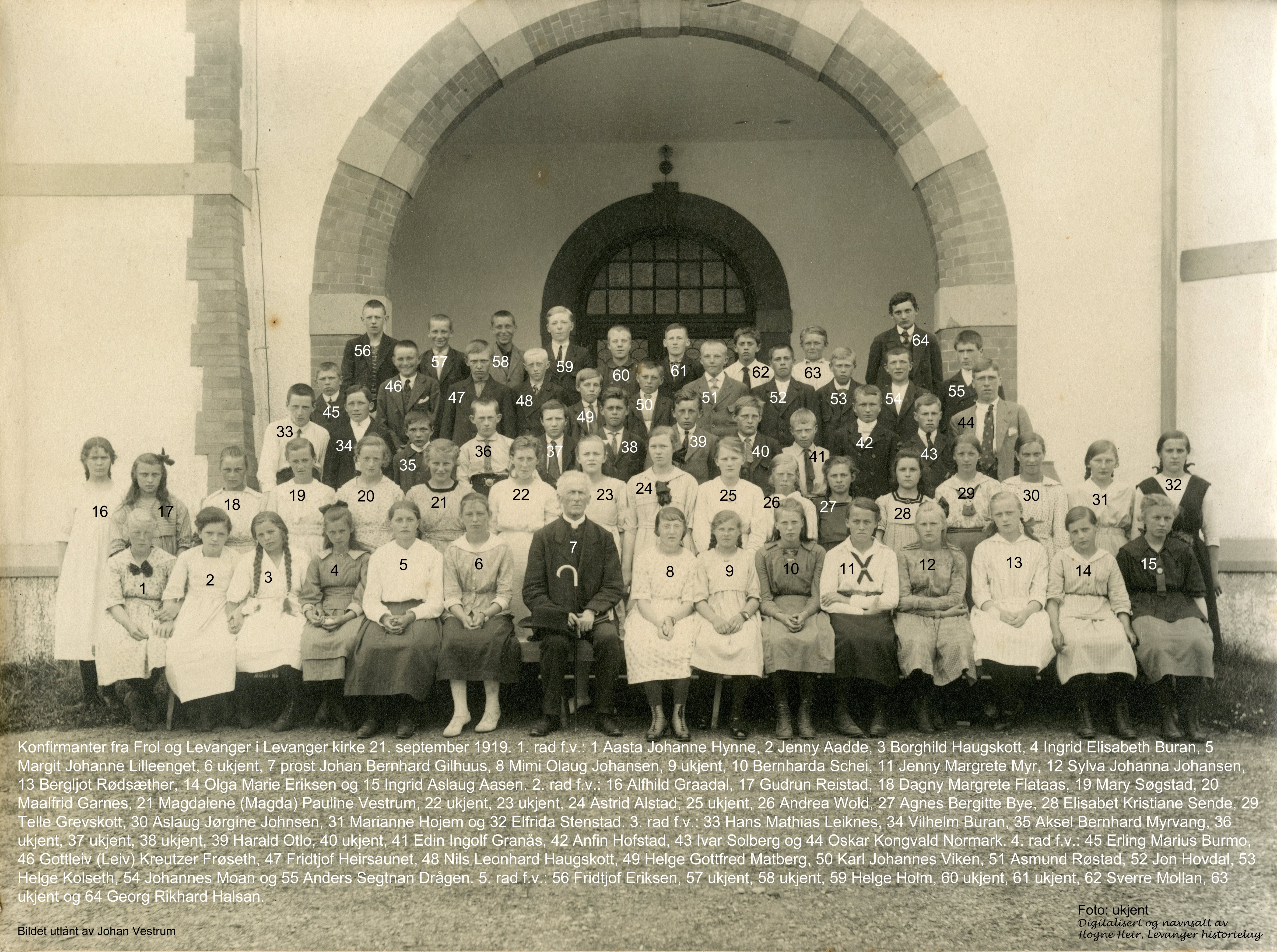 Konfirmanter fra Frol og Levanger i Levanger kirke 21. september 1919